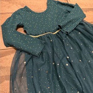 💎 Like New Hannah Andersson Gold Shimmer Star Dress with Layered Tulle | Green
